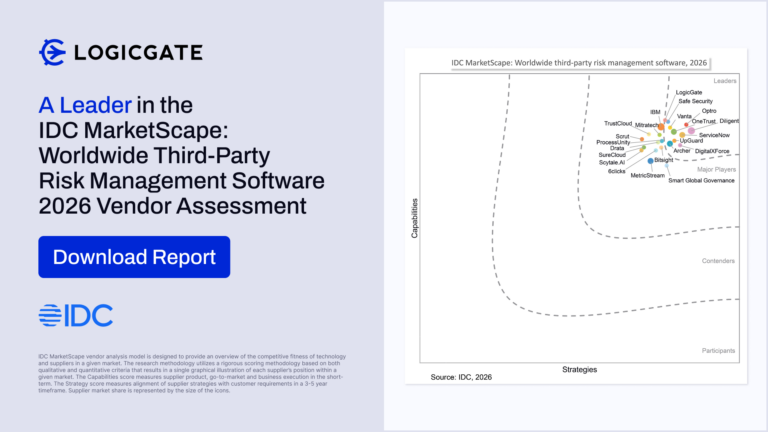 LogicGate named a Leader in the  IDC MarketScape:  Worldwide Third-Party  Risk Management Software  2026 Vendor Assessment
